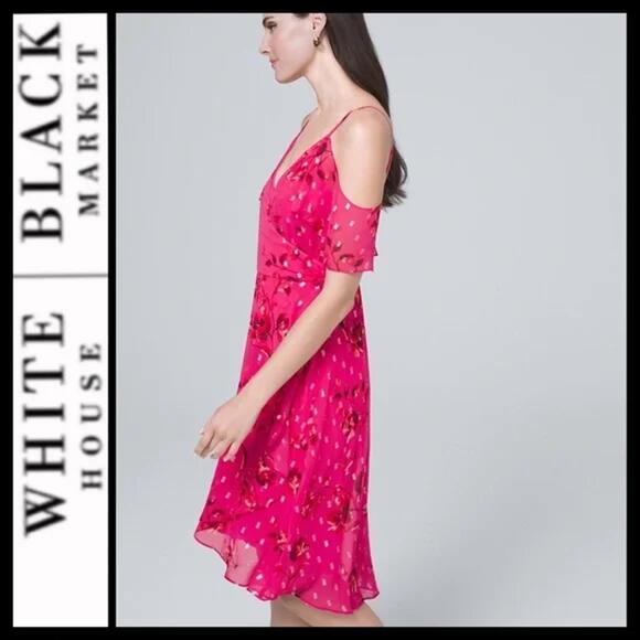 White House Black Market Cold-Shoulder Ruffle Dress -‎ NWT - Picture 4 of 5